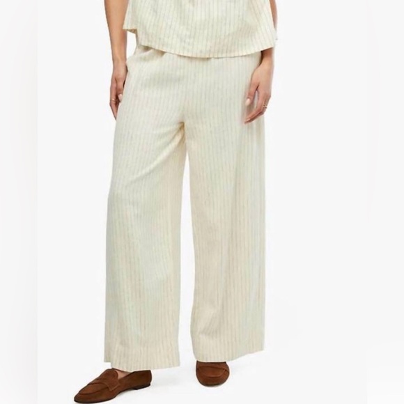WeWoreWhat Tie Waist  Cream Wide Leg linen blend  Pants size xs - Picture 1 of 11